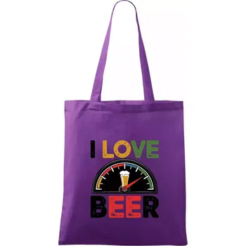 I love beer - palivoměr - Taška bavlněná - 42 x 38 cm ( Fialová )