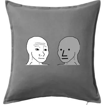 Polštář Wojak (Feels Guy) a NPC - Polštář 50x50 - 50x50 - Pouze potah ( Tmavě šedý melír )