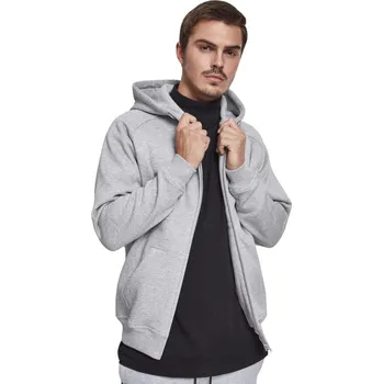 Pánská mikina Měkká pánská zipová mikina Urban Classics 380 g/m Barva: Šedá, Velikost: S