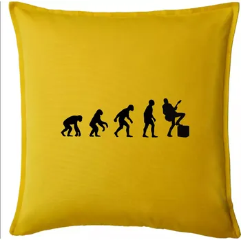 Polštář Evoluce kytarista - noha na kombu - Polštář 50x50 - 50x50 - Pouze potah ( Žlutá )