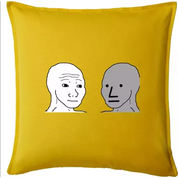 Polštář Wojak (Feels Guy) a NPC - Polštář 50x50 - 50x50 - Pouze potah ( Žlutá )