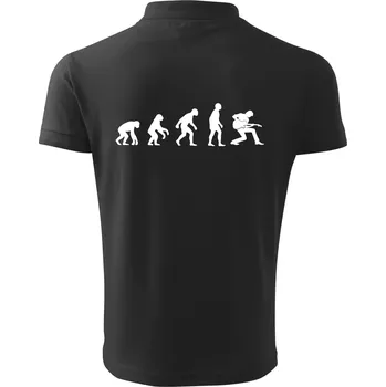 Pánská košile Evoluce kytarista - klečící - Polokošile pánská Pique Polo 203 - 3XL ( Dřevěné uhlí )