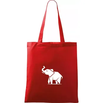Nákupní taška Origami slon z boku - Taška bavlněná - 42 x 38 cm ( Červená )