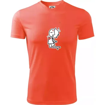 Pánské tričko Párový motiv - panáček a magnet - Pánské triko Fantasy sportovní (dresovina) - L ( Neonově oranžová )