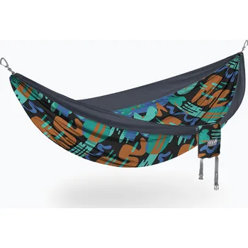 Houpací síť Turistická hamaka ENO DoubleNest Print lagoon/charcoal