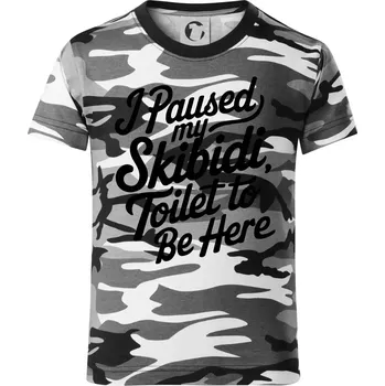 Chlapecké tričko I Paused My Skibidi Toilet to be Here - Dětské maskáčové triko - 134 cm/8 let ( Šedý maskáč )