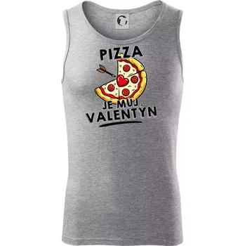 Pizza je můj Valentýn - Tílko pánské Core - XL ( Tmavě šedý melír )