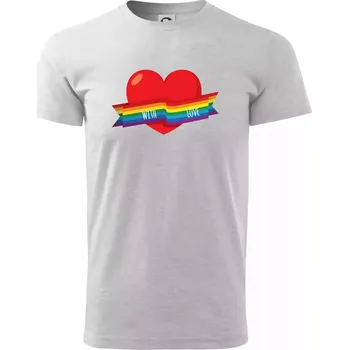 Pánské tričko LGBT with love - Triko extra velké (5-8XL) - 7XL ( Světlešedý Melír )