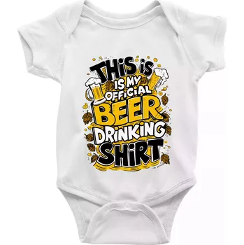 Kojenecký body This Is My Official Drinking Shirt - chmel - Body kojenecké s krátkým rukávem - Krátký r. 12-18 měs ( Bílá )