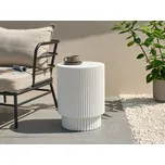 Odkládací stolek bílý MgO sklolaminát kulatý tvar žebrovaný odolný proti UV záření boho moderní styl interiér exteriér Beliani