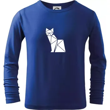 Chlapecké tričko Origami kočka z boku - Triko dětské Long Sleeve - 122 cm/6 let ( Královská modrá )