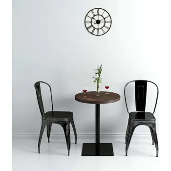 vidaXL Bistro stůl MDF a ocel kulatý 60 x 75 cm [245609] Barva: Tmavě popelavá