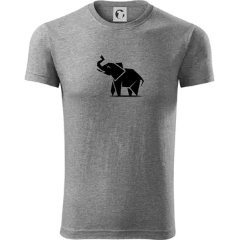 Pánské tričko Origami slon z boku - Viper FIT - Pánské zůžené tričko - 2XL ( Tmavě šedý melír )
