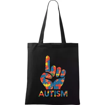 Autism ruka - Taška bavlněná - 42 x 38 cm ( Černá )