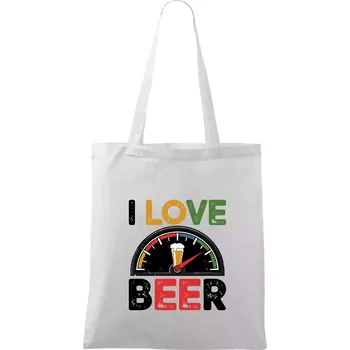 I love beer - palivoměr - Taška bavlněná - 42 x 38 cm ( Bílá )