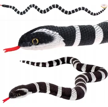 plyšák ČERNOBÍLÝ HAD V KRÁLOVSKÝCH PRUHOVANÝCH BARVÁCH, PLYŠOVÁ plyšák 150 cm