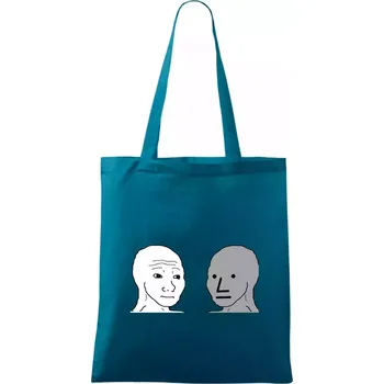 Wojak (Feels Guy) a NPC - Taška bavlněná - 42 x 38 cm ( Petrolejová )