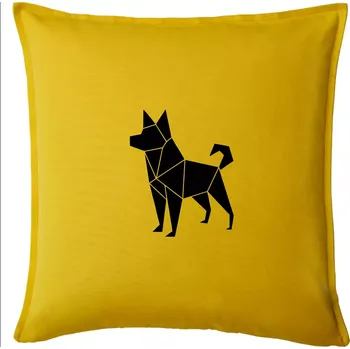 Polštář Origami pes z boku - Polštář 50x50 - 50x50 - Pouze potah ( Žlutá )