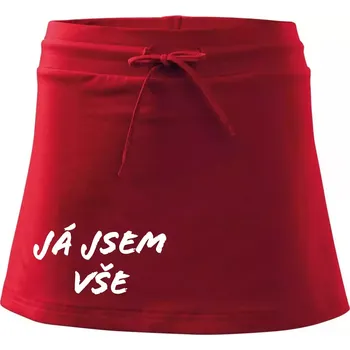 Dámská sukně Nápis Já jsem vše! - Sportovní sukně - two in one - S ( Červená )