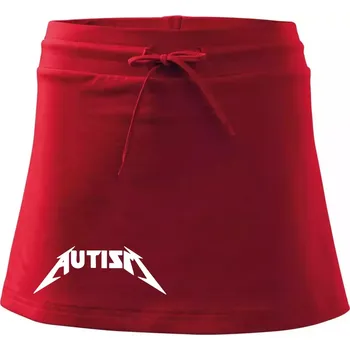 Dámská sukně Autism rock nápis - Sportovní sukně - two in one - S ( Červená )