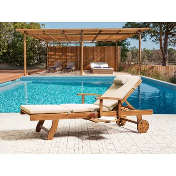 Podsedák Polstr na zahradní lehátko taupe polyesterový potah s opěrkou hlavy moderní design zahrada Beliani