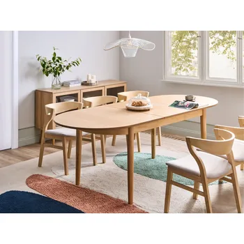 Jídelní stůl světlý jasan MDF deska 180/220 x 90 cm dřevěné nohy moderní styl jídelna Beliani