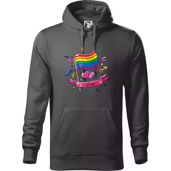 Pánská mikina Pride vlajka - Mikina pánská Cape s kapucí - 4XL ( Ocelově šedá )