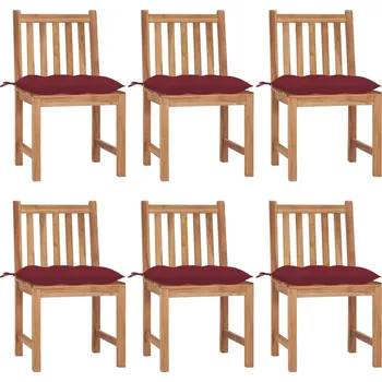 Zahradní židle 6 ks s poduškami masivní teak Červená 3073139
