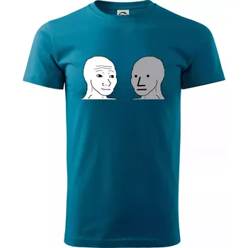 Pánské tričko Wojak (Feels Guy) a NPC - Klasické pánské triko vyšší gramáže - L ( Petrolejová )