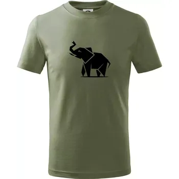 Chlapecké tričko Origami slon z boku - Tričko dětské bavlněné - 122 cm/6 let ( Khaki )