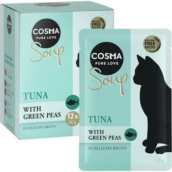 Krmivo pro kočku 48x40g Cosma Soup - Tuňák se zeleným hráškem