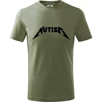 Autism rock nápis - Tričko dětské bavlněné - 122 cm/6 let ( Khaki )