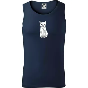 Origami kočka zepředu - Tílko pánské Core - S ( Námořní modrá (velmi tmavá - téměř černá) )