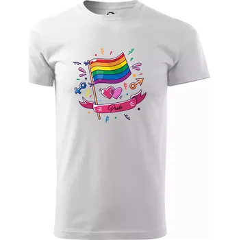 Pánské tričko Pride vlajka - Triko extra velké (5-8XL) - 5XL ( Bílá )