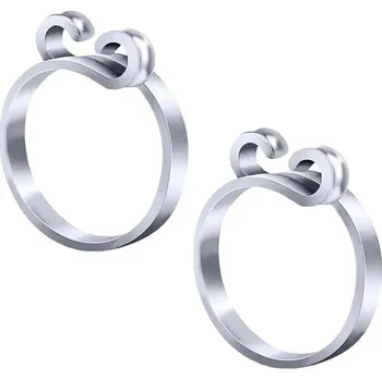 Čepice Sada 2 ks stříbrných háčkovacích kroužků na přízi Nastavitelný držák nitě a příze na prst Šicí pomůcka pro pletení a háčkování