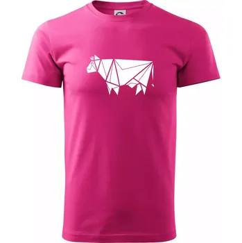 Pánská móda Origami kráva z boku - Klasické pánské triko vyšší gramáže - XS ( Purpurová )