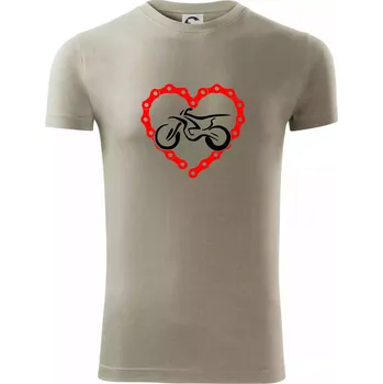 Pánské tričko Moto srdce řetěz - enduro - Viper FIT - Pánské zúžené tričko - 3XL ( Light khaki )