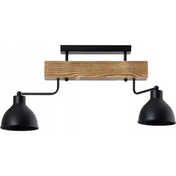 Stropní svítidlo 2xE27 stropní svítidlo LOFT METAL DŘEVO ČERNÁ