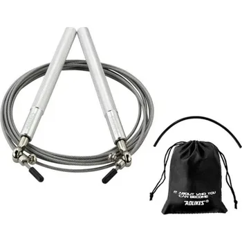 Rychlostní švihadlo s kuličkovými ložisky 3 m Nastavitelná ocelová šňůra Hliníkové rukojeti Pomůcka pro rychlý trénink a kondici šedá