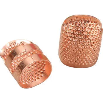 Čepice Sada 2 ks nastavitelných vintage náprstků na ruční šití Kovové kroužky Ochrana prstů Protiskluzový návlek Jehla Šicí pomůcka 2,5x1,7 cm Rose gold