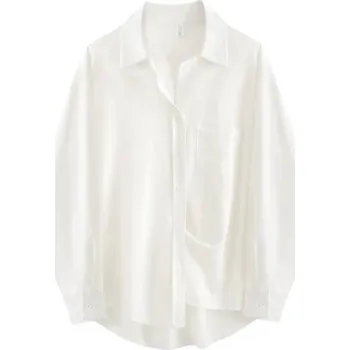Dámská košile Elegantní oversized dámská košile s dlouhým rukávem Minimalistická volná halenka pro každodenní outfit Pohodlný nadčasový střih bílá XL