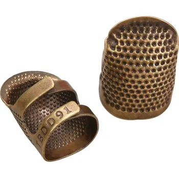 Pokrývka hlavy Sada 2 ks nastavitelných vintage náprstků na ruční šití Kovový ochranný kroužek Protiskluzový návlek Jehla Prst Šicí pomůcka 2,3x1,5 cm bronzová