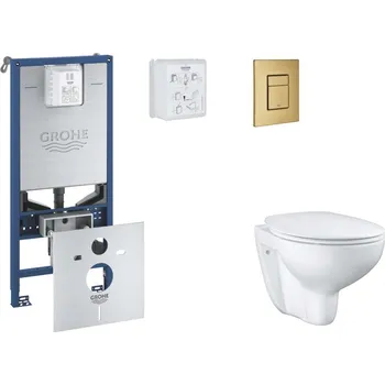 GROHE - Rapid SLX Set předstěnové instalace, klozetu, sedátka SoftClose a tlačítka Skate Cosmopolitan, kartáčovaný Cool Sunrise SANI11BB4101