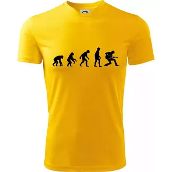 Evoluce kytarista - klečící - Dětské triko sportovní (dresovina) - 134 cm/8 let ( Žlutá )