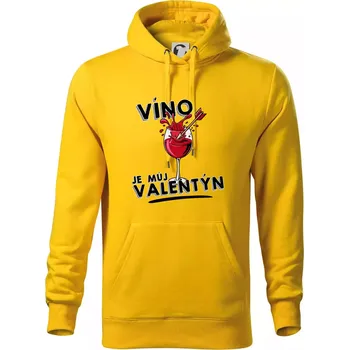 Pánská mikina Víno je můj valentýn - Mikina pánská Cape s kapucí - S ( Žlutá )