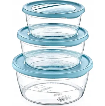Dóza na potraviny Kulatý plastové nádoby Nádoba na potraviny 0,7 l - 1,75 l, sada 3 kusů