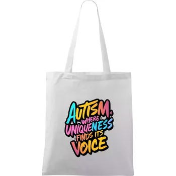Autism Where Uniqueness Finds Its Voice - Taška bavlněná - 42 x 38 cm ( Bílá )