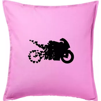 Polštář Moto love - Polštář 50x50 - 50x50 - Včetně výplně ( Růžová )