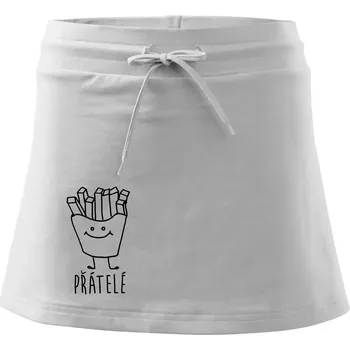 Dámská sukně Nejlepší přátelé - Hamburger a hranolky - Sportovní sukně - two in one - L ( Bílá )