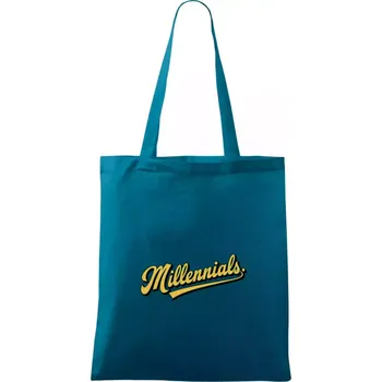 Nákupní taška Generace Y - Millennials žlutý nápis - Taška bavlněná - 42 x 38 cm ( Petrolejová )
